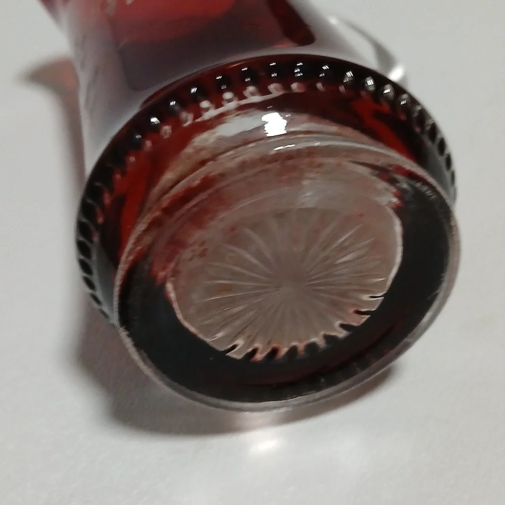 Ruby Red Stain Flash Glass Creamer to Clear Glass Handle Vintage 1907 - Picture 5 of 11
